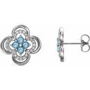 Genuine Aquamarine Earrings in Sterling Silver Aquamarine & 1/5 Carat Diamond Clover Earrings
