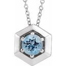 Genuine Aquamarine Necklace in Sterling Silver Aquamarine Geometric 16-18