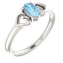 Sterling Silver Aquamarine Youth Heart Ring