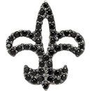 Genuine Sterling Silver Black Spinel Fleur-De-Lis Pendant