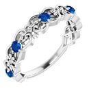 Genuine Sapphire Ring in Sterling Silver Genuine Sapphire & .02 Carat Diamond Vintage-Inspired Scroll Ring