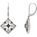 Sterling Silver Blue Sapphire & .04 Carat Diamond Lever Back Earrings