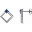 Genuine Sapphire Earrings in Sterling Silver Genuine Sapphire & 1/3 Carat Diamond Earrings