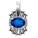 Genuine Sapphire Pendant in Sterling Silver Genuine Sapphire & 1/3 Carat Diamond Pendant