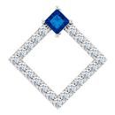 Genuine Sapphire Pendant in Sterling Silver Genuine Sapphire & 3/8 Carat Diamond Pendant