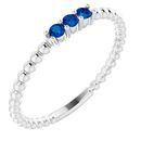Sterling Silver Blue Sapphire Beaded Ring