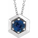 Genuine Sapphire Necklace in Sterling Silver Genuine Sapphire Geometric 16-18