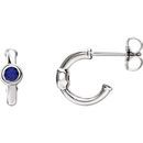 Sterling Silver Blue Sapphire J-Hoop Earrings