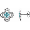 Genuine Zircon Earrings in Sterling Silver Genuine Zircon & 1/5 Carat Diamond Clover Earrings