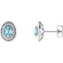 Genuine Zircon Earrings in Sterling Silver Genuine Zircon & 1/5 Carat Diamond Halo-Style Earrings