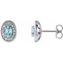 Genuine Zircon Earrings in Sterling Silver Genuine Zircon & 1/8 Carat Diamond Halo-Style Earrings