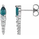 Color Change Chatham  Alexandrite Earrings in Sterling Silver Chatham  Alexandrite & 1/4 Carat Diamond Earrings