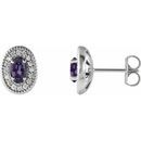 Color Change Chatham  Alexandrite Earrings in Sterling Silver Chatham  Alexandrite & 1/8 Carat Diamond Halo-Style Earrings