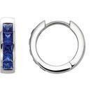 Buy Sterling Silver Genuine Chatham Blue Sapphire Hoop Earrings