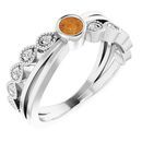 Golden Citrine Ring in Sterling Silver Chatham Created Citrine & .05 Carat Diamond Ring