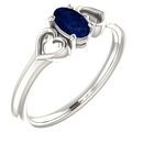Sterling Silver Genuine Chatham Sapphire Youth Heart Ring