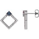 Color Change Chatham  Alexandrite Earrings in Sterling Silver Chatham Lab- Alexandrite & 1/3 Carat Diamond Earrings