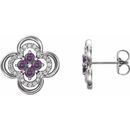 Color Change Chatham  Alexandrite Earrings in Sterling Silver Chatham Lab- Alexandrite & 1/5 Carat Diamond Clover Earrings