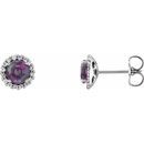 Color Change Chatham  Alexandrite Earrings in Sterling Silver Chatham Lab- Alexandrite & 1/5 Carat Diamond Earrings