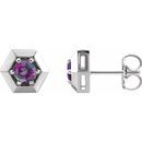 Color Change Chatham  Alexandrite Earrings in Sterling Silver Chatham Lab- Alexandrite Geometric Earrings