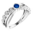 Chatham Created Sapphire Ring in Sterling Silver Chatham Lab-Created Genuine Sapphire & .05 Carat Diamond Ring