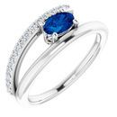 Chatham Created Sapphire Ring in Sterling Silver Chatham Lab-Created Genuine Sapphire & 1/8 Carat Diamond Ring