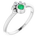 Chatham Created Emerald Ring in Sterling Silver Chatham Lab-Created Emerald & .04 Carat Diamond Ring
