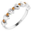 Sterling Silver Citrine Stackable Heart Ring