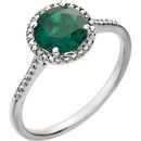 Sterling Silver Emerald & .01 Carat Diamond Ring