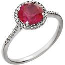 Sterling Silver Created Ruby & .01 CTW Diamond Ring