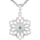 Sterling Silver Emerald & .03 Carat Diamond 18