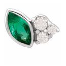 Genuine Emerald Earrings in Sterling Silver Emerald & .03 Carat Diamond Left Earring