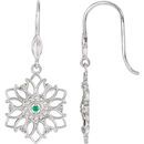 Sterling Silver Emerald & .06 Carat Diamond Earrings