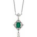 Sterling Silver Emerald & 1.25 Carat Weight Diamond 18