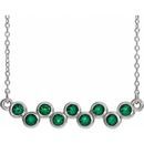 Genuine Emerald Necklace in Sterling Silver Emerald Bezel-Set Bar 16-18
