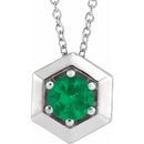 Genuine Emerald Necklace in Sterling Silver Emerald Geometric 16-18