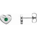 Sterling Silver Emerald Heart Earrings