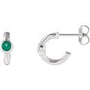 Buy Sterling Silver Emerald J-Hoop Earrings