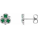 Genuine Emerald Earrings in Sterling Silver Emerald Three-Stone Earrings