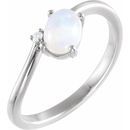 Genuine Opal Ring in Sterling Silver Ethiopian Opal & .02 Carat Diamond Bypass Ring