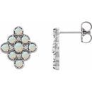 Genuine Opal Earrings in Sterling Silver Ethiopian Opal & .03 Carat Diamond Geometric Earrings