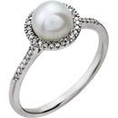 Sterling Silver Freshwater Pearl & .01 Ring
