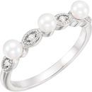 Sterling Silver Freshwater Pearl & .03 Carat  Diamond Stackable Ring