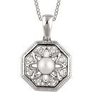 Sterling Silver Freshwater Cultured Pearl & .05 Carat TW Diamond 18