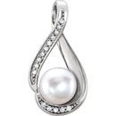 Buy Sterling Silver Freshwater Pearl & .05 Carat Diamond Pendant