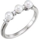 Sterling Silver Freshwater Pearl & .06 Carat Diamond Ring