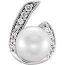 Genuine  Sterling Silver Freshwater Pearl & .07 Carat Diamond Pendant