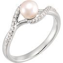 Sterling Silver Freshwater Pearl & 0.10 Carat Diamond Ring