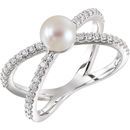 Buy Sterling Silver Freshwater Pearl & 0.33 Carat Diamond Ring