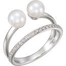 Buy Sterling Silver Freshwater Pearl & 0.20 Carat Diamond Ring
